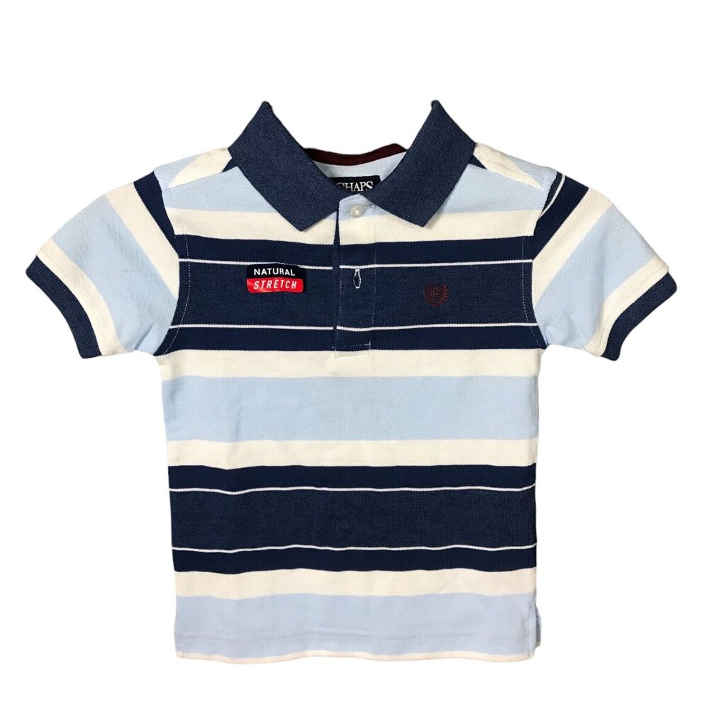 Chaps Blue White Stripe Boys Polo Style Shirt New with Tags